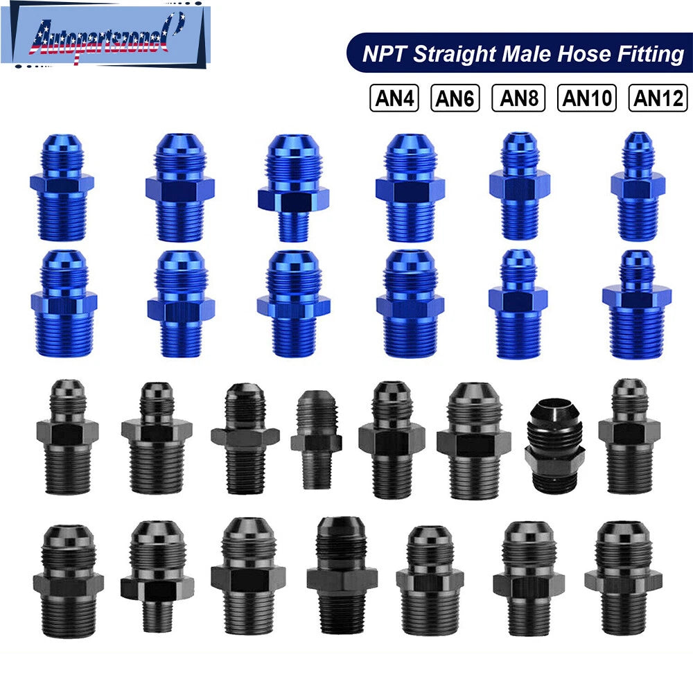 AN4 AN6 AN8 AN10 AN12 NPT Straight Fuel Oil Air Hose Fitting Male Adapter