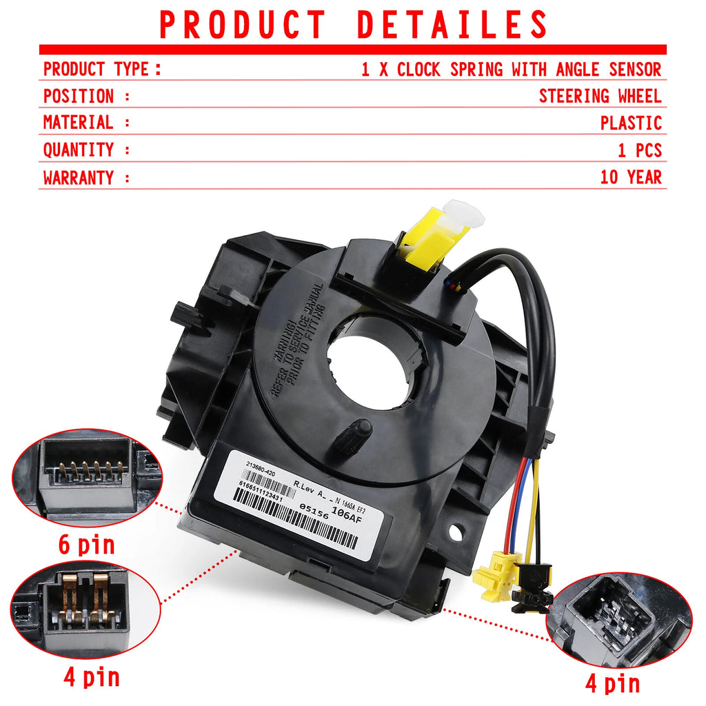 Clock Spring with Angle Sensor for Jeep Wrangler JK (2007–2018)