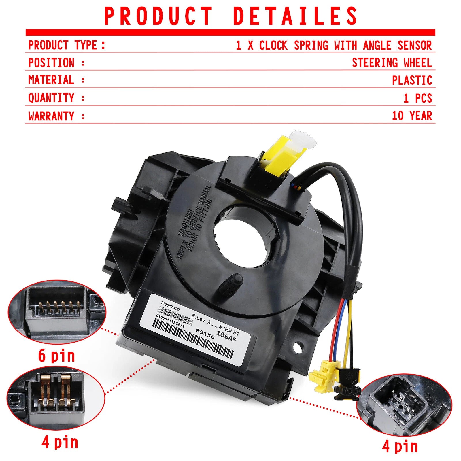 Clock Spring with Angle Sensor for Jeep Wrangler JK (2007–2018)