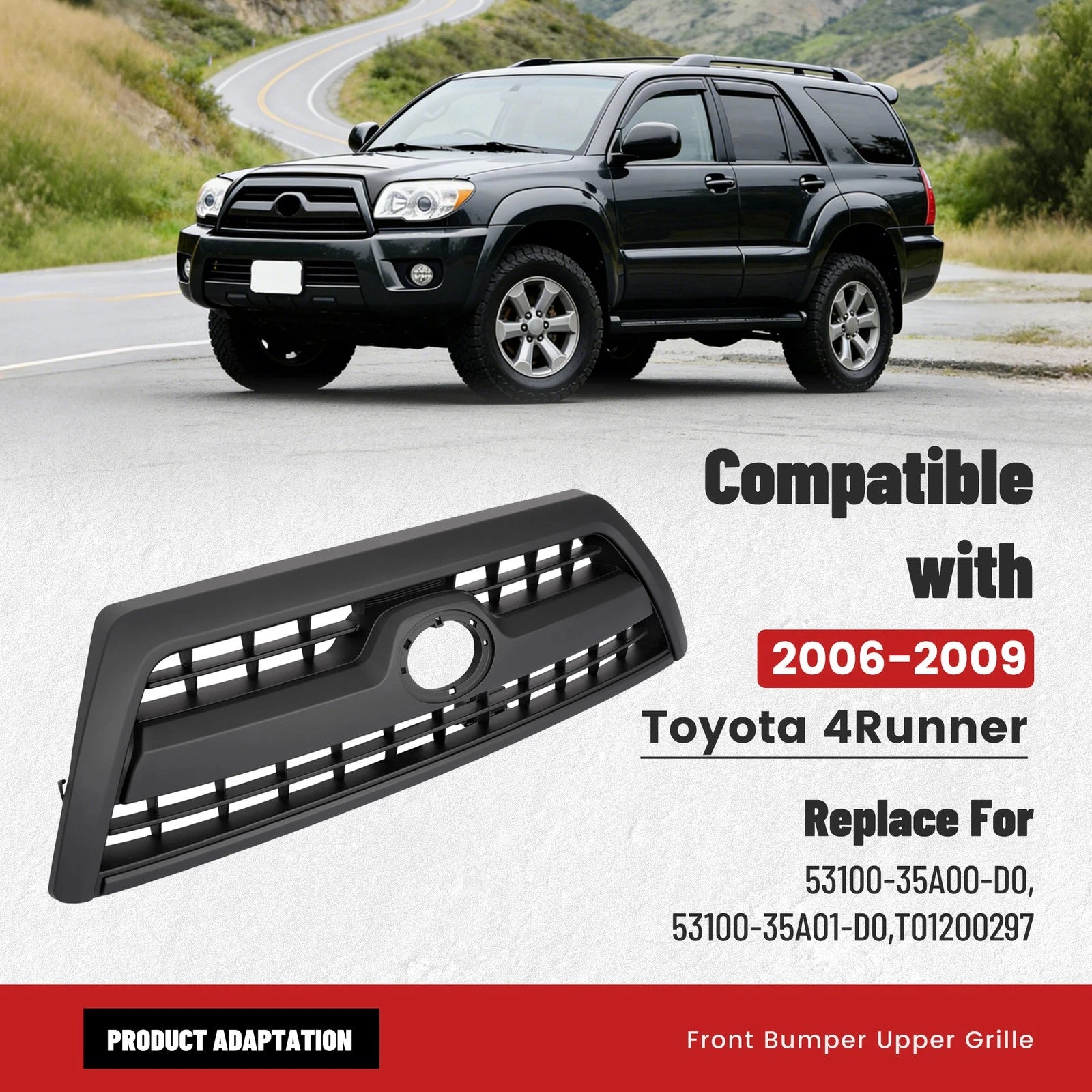 Front Bumper Upper Grille for Toyota 4Runner (2006–2009) #5310035A03D0