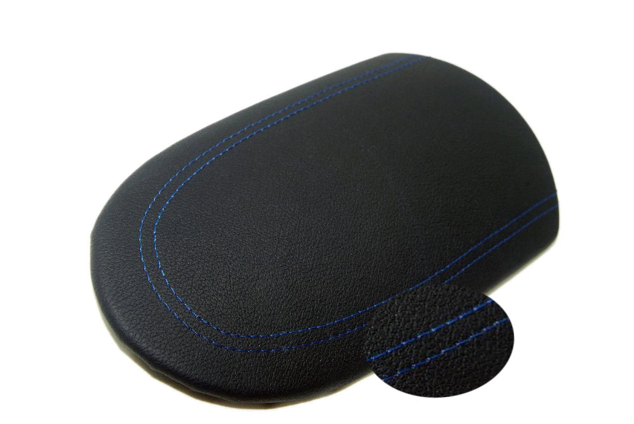 Leather Synthetic Console Armrest Cover for Nissan 370Z (2008–2019) Blue Stitch