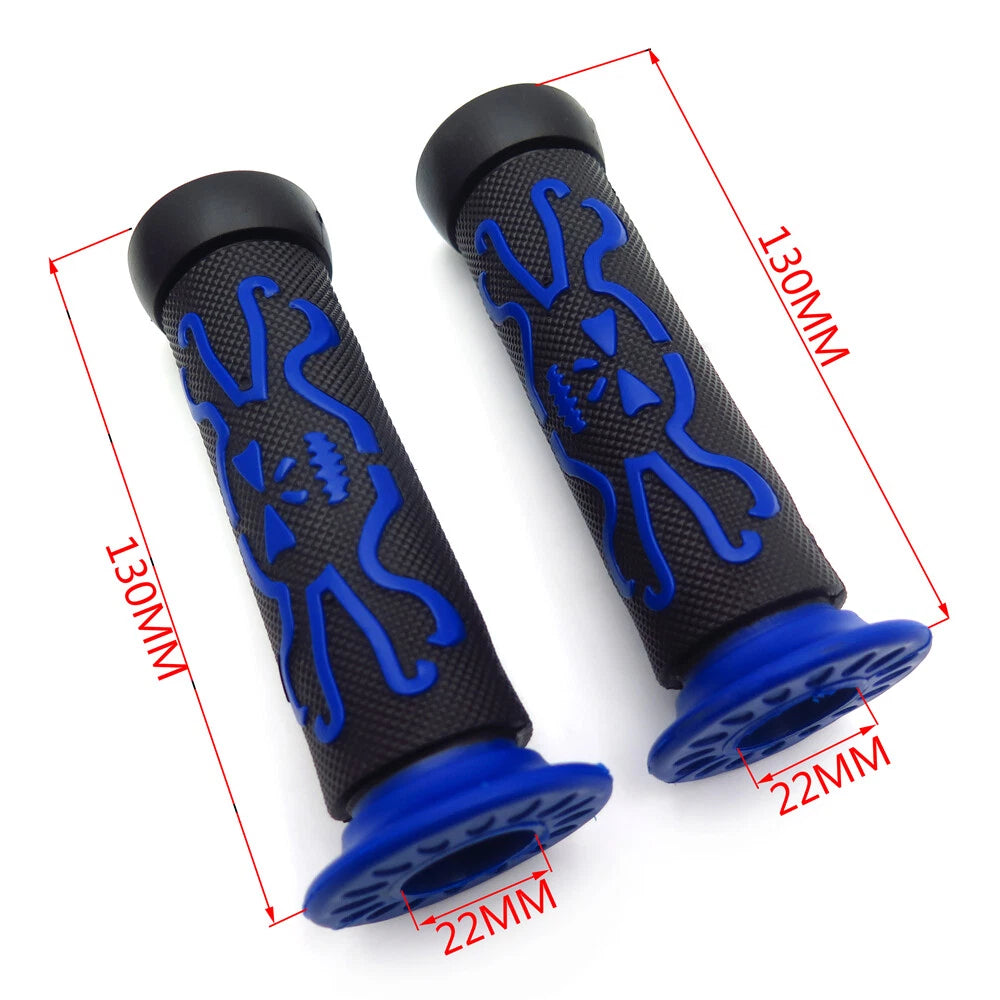 7/8" Blue Skull Rubber Hand Grips for Honda CBR600 F3 F4i 900 RR (1997–2007)
