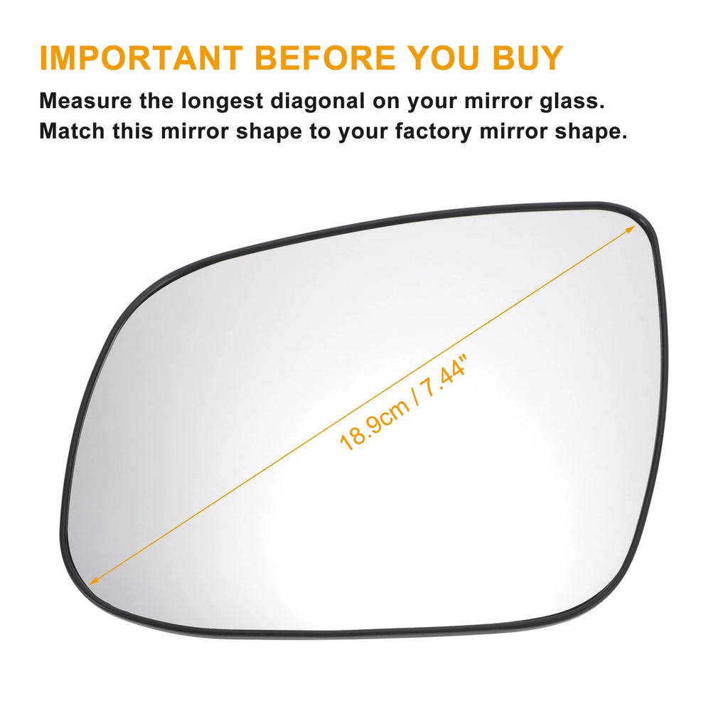 Heated Left Side White Mirror Glass for KIA Rio (2010–2012)