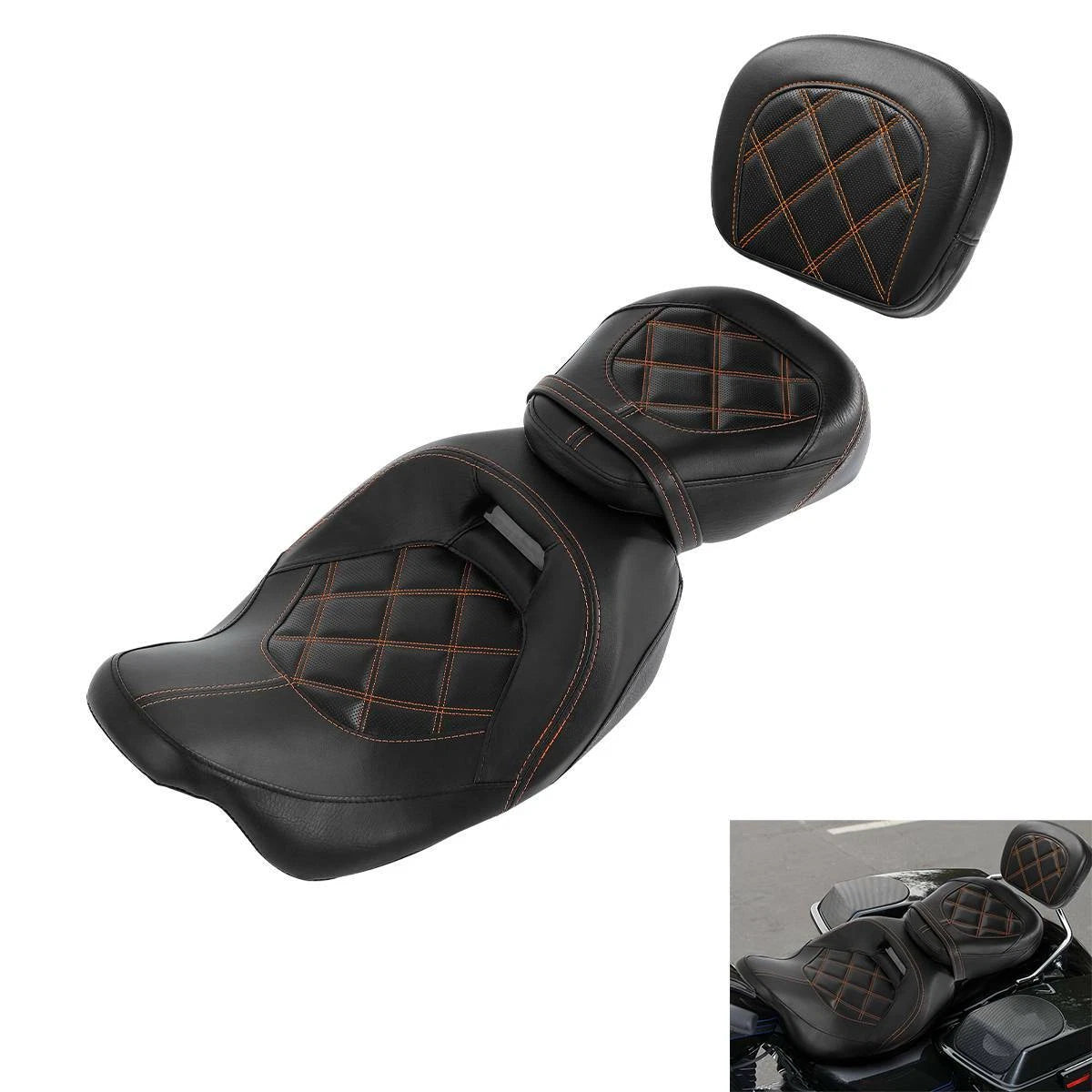 Driver Passenger Seat w/ Backrest Pad for Harley Street Glide (2009–2023)