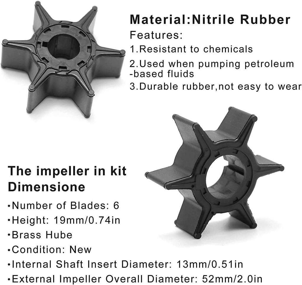 Water Pump Impeller Repair Kit for Yamaha Outboard 20 25 HP (6L2-W0078-01-00)