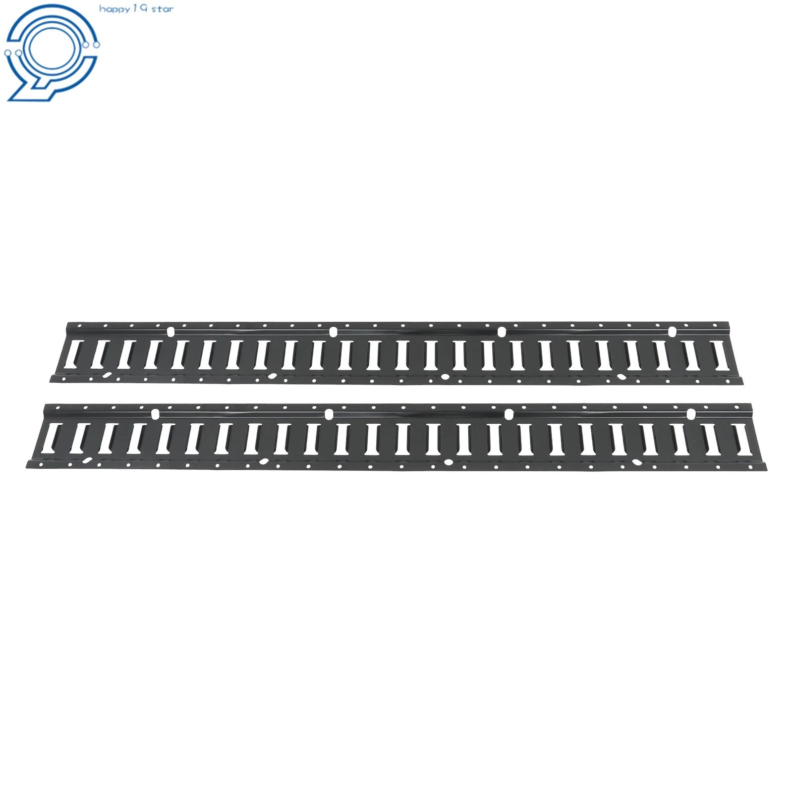Set of 6 E Track Tie Down Rails for Trailers Vans (Powder-Coat Black)