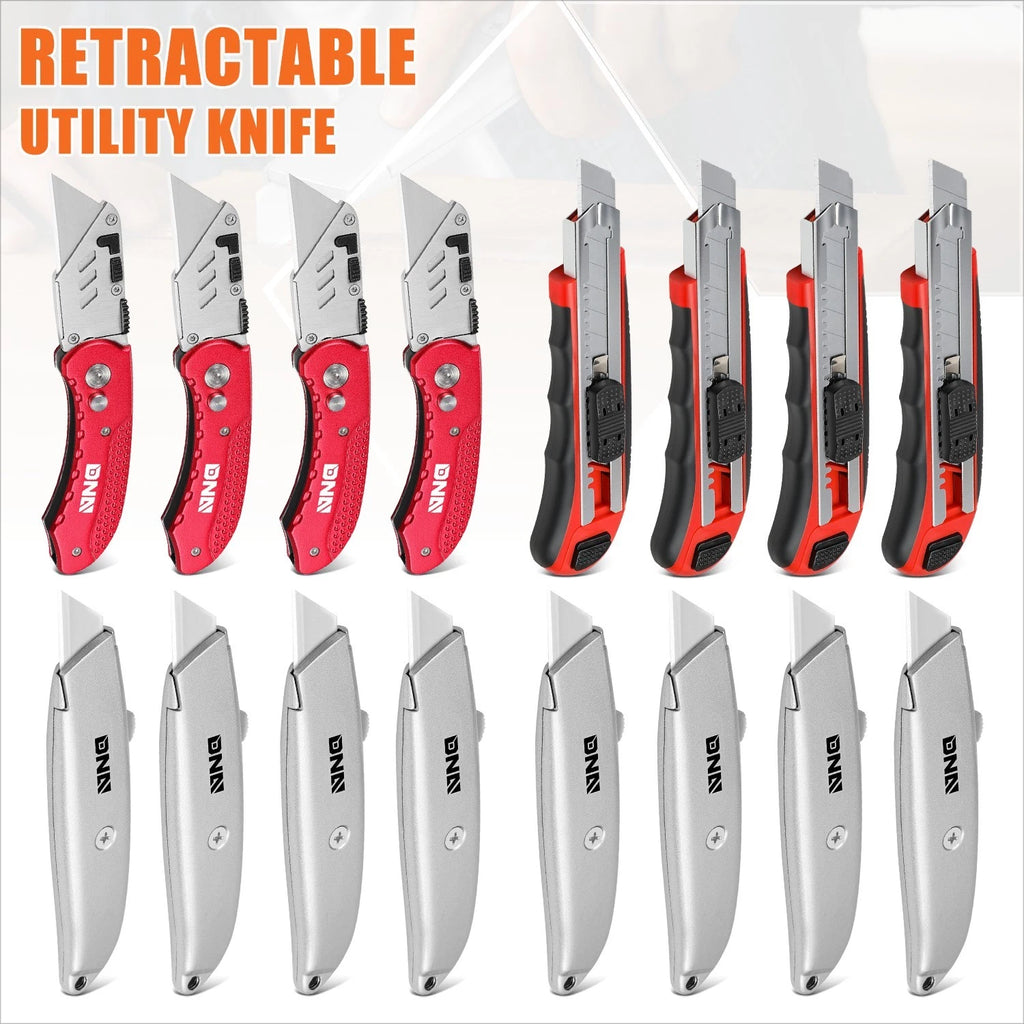 16Pcs Retractable Utility Knife Set with 8 Blades for