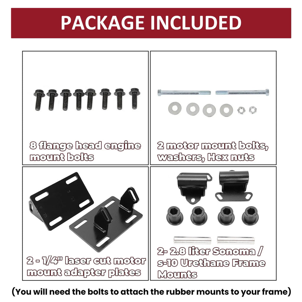 Engine Mounts Kit for GMC Sonoma S10 (1982–2005) LSx V8 Swap