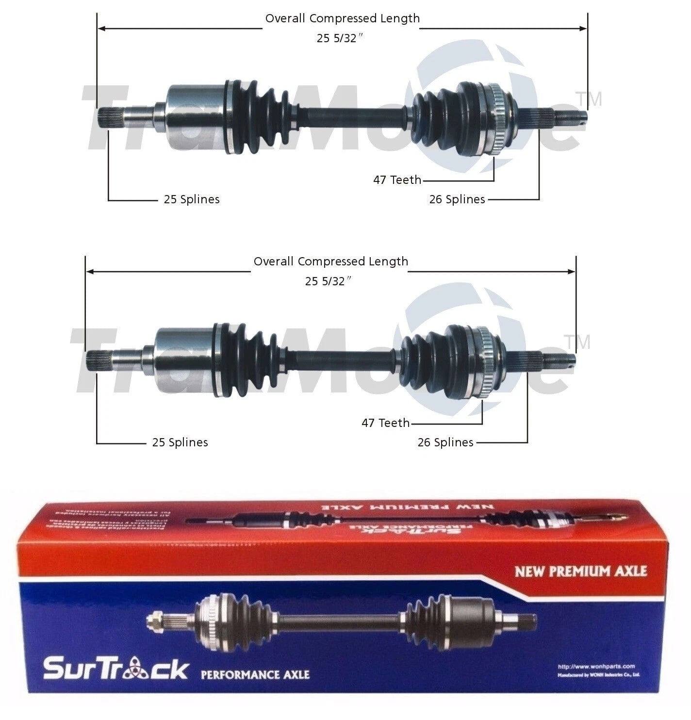 Set of 2 Front CV Axle Shafts for Chrysler Dodge Plymouth (FWD)