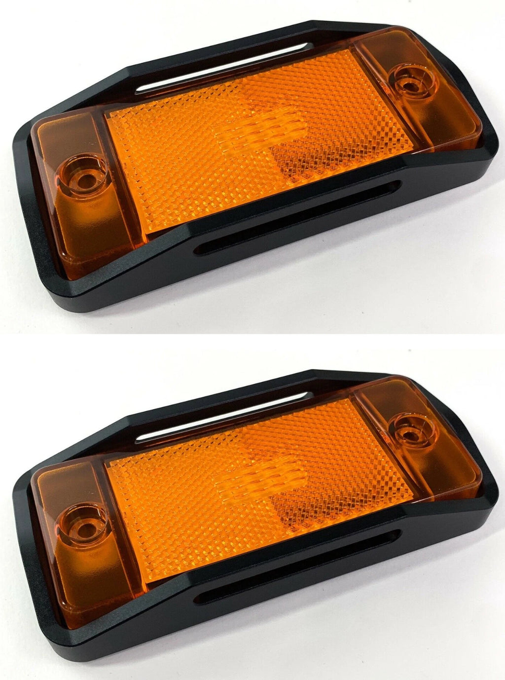 Front Amber LED Side Markers with Black Aluminum Raised Bezels for Bronco (1970–1977)