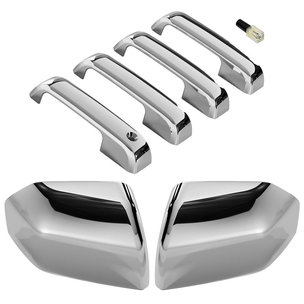 Set of 2 Top Half Mirror Caps and Door Handle Covers for Ford F150 (2015–2020)