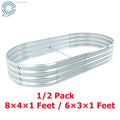 Set of 2 Galvanized Oval Raised Garden Beds for Outdoor Gardening