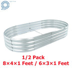 Set of 2 Galvanized Oval Raised Garden Beds for Outdoor Gardening