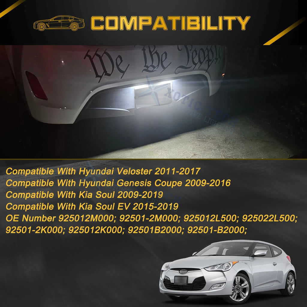 2-Pack LED License Plate Light for Hyundai Veloster Genesis Coupe (2013-2017)