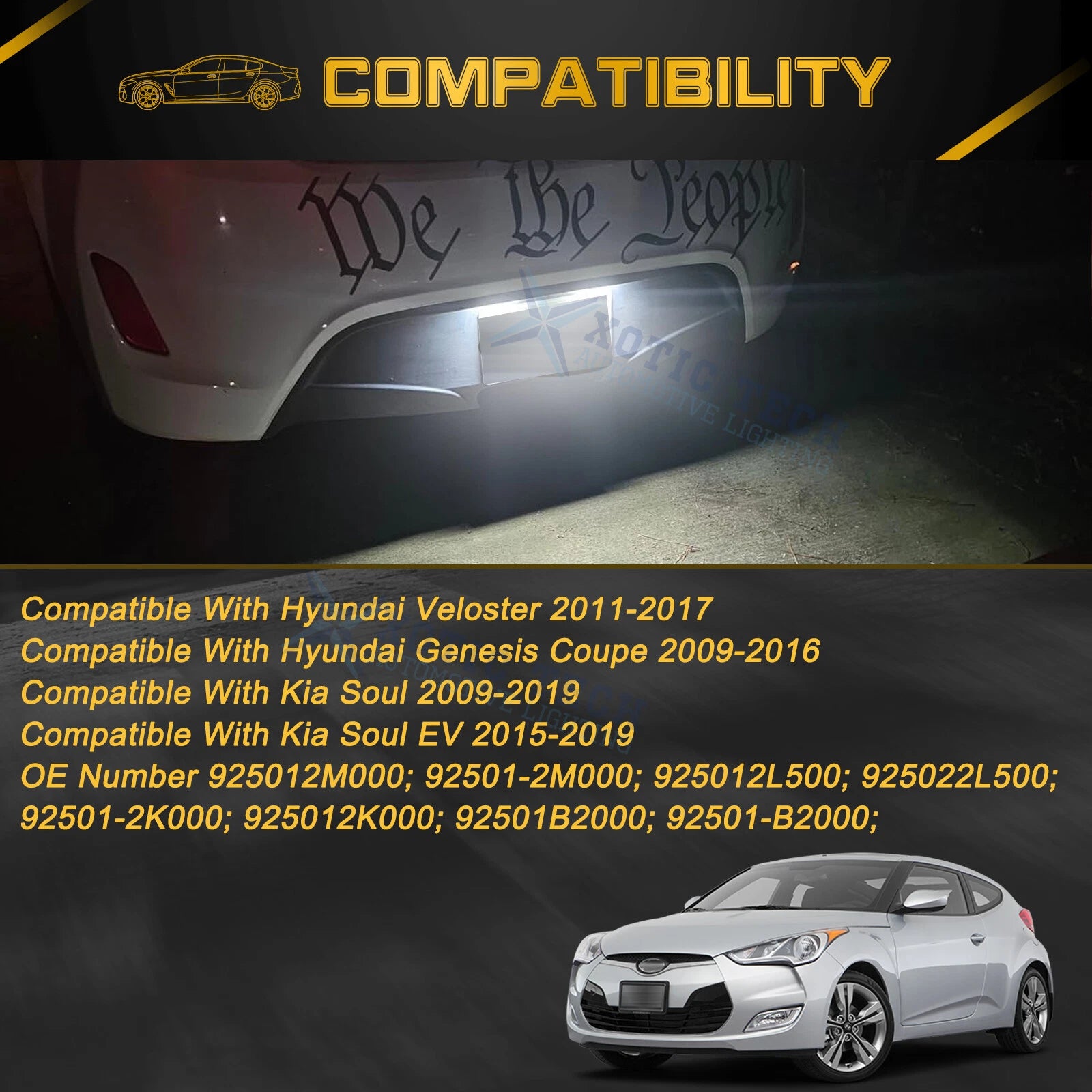 2-Pack LED License Plate Light for Hyundai Veloster Genesis Coupe (2013-2017)