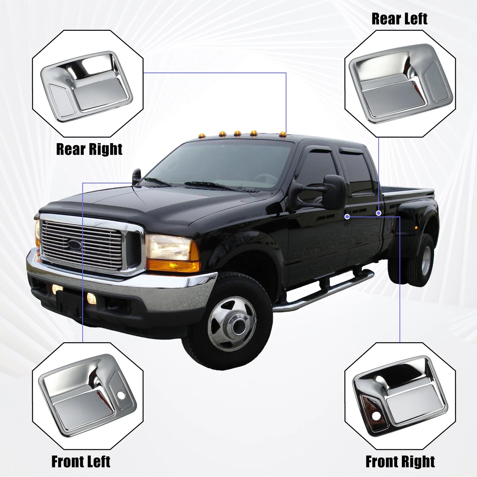 Exterior Door Handle Covers for Ford F250 F350 F450 F550 Super Duty (2008–2016)