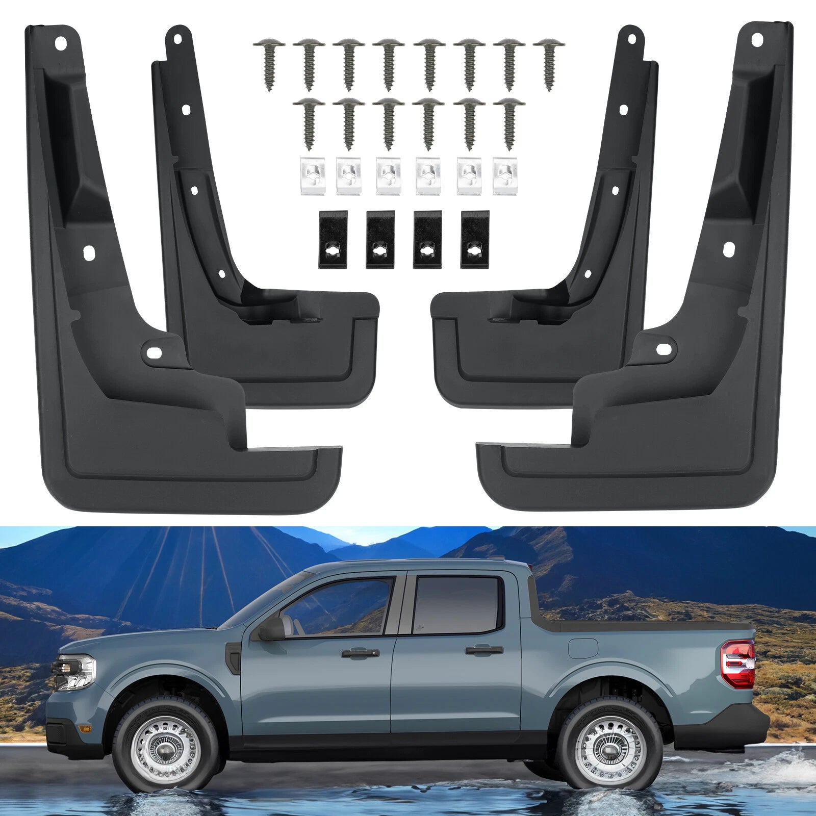 Set of 4 Molded Mud Flaps Splash Guards for Ford Maverick (2022–2023)