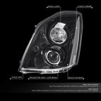 Projector Headlights for Cadillac DTS (2006–2011) - Black Housing, Clear Lens