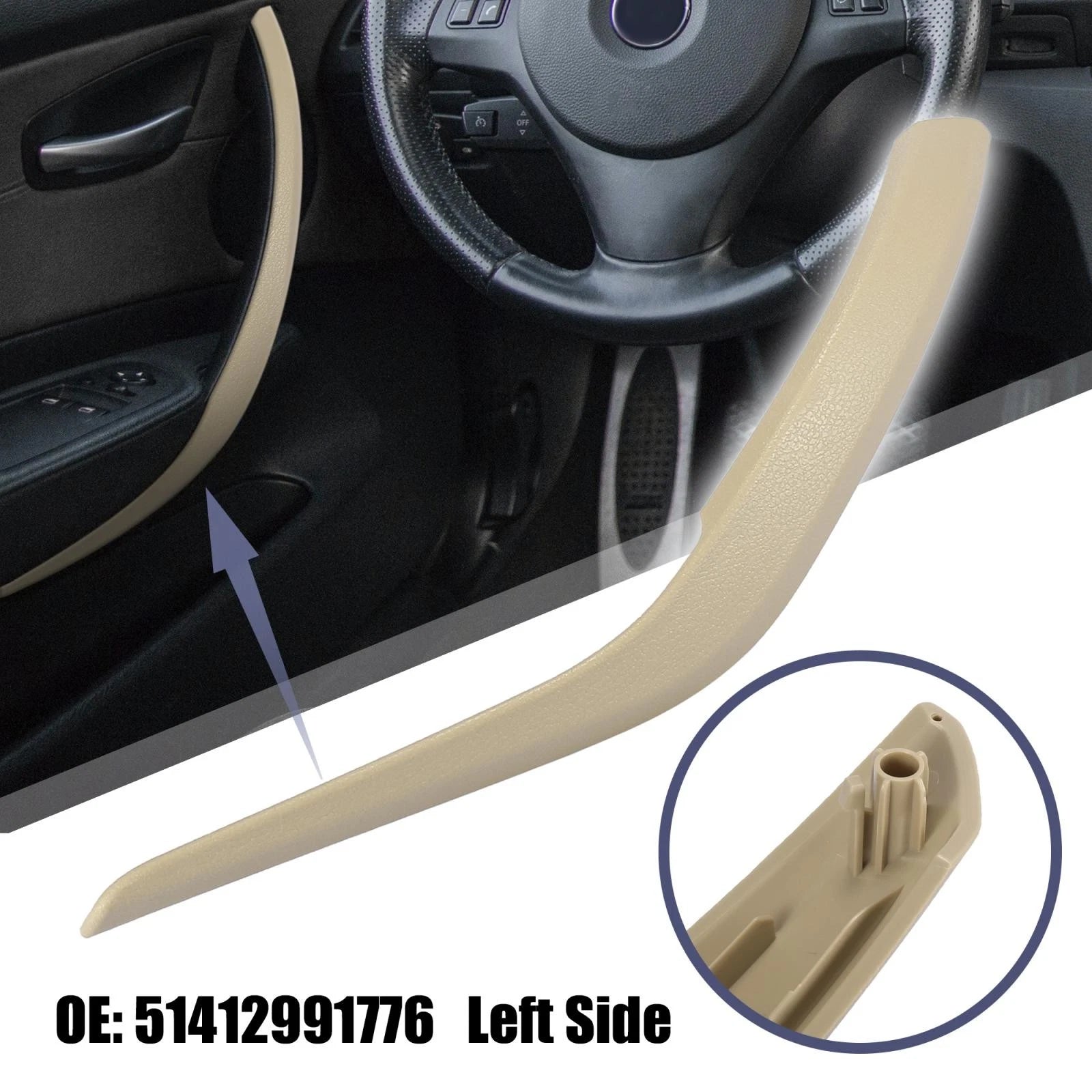 Inner Left Door Handle Panel Pull Trim Cover for BMW X1 E84 (2010–2016) Beige