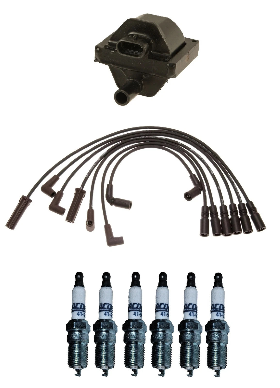 Ignition Wires & Spark Plugs Kit for Chevy GMC C1500 K1500 (1 Coil, 6 Plugs)