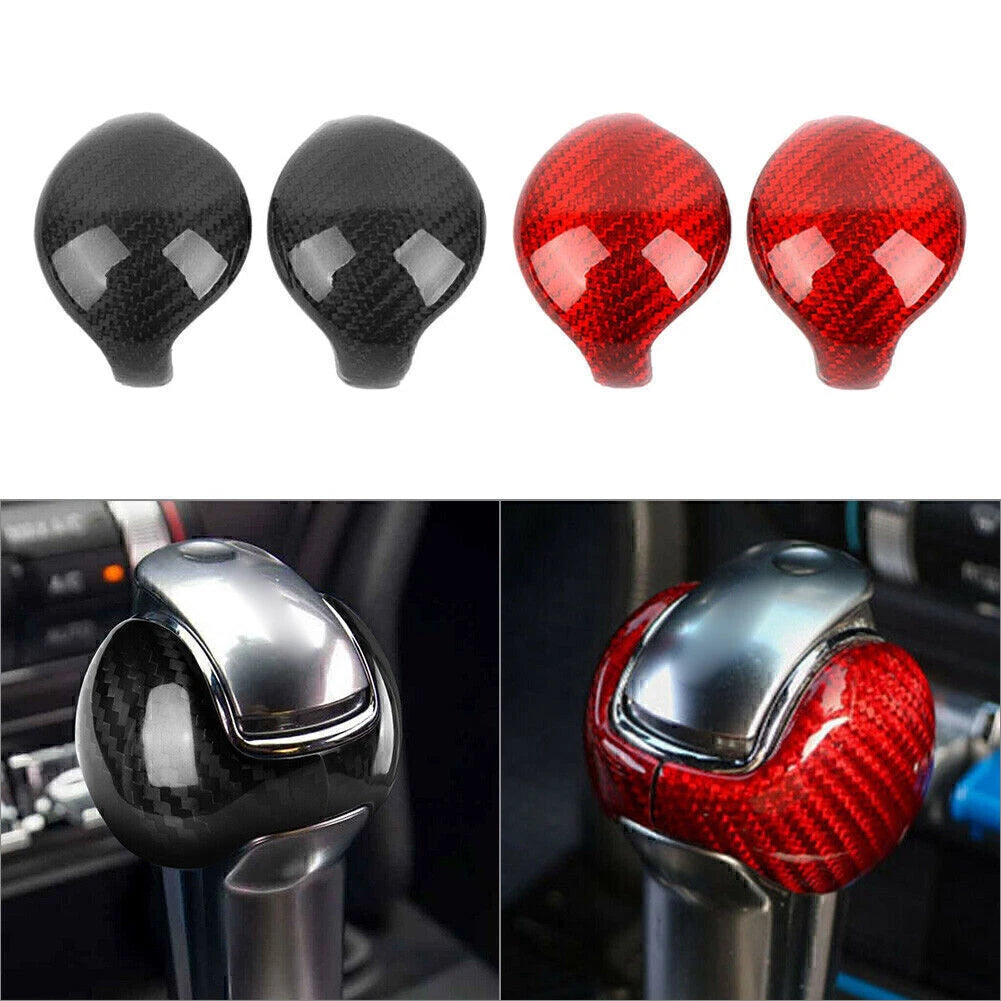 2X Carbon Fiber Gear Shift Knob Trim Cover for Ford Mustang (2015–2019)