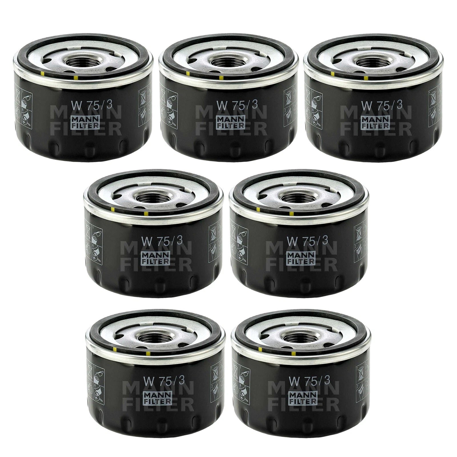 Set of 7 Engine Oil Filters W 75/3 for Ford GM Nissan Mazda Suzuki