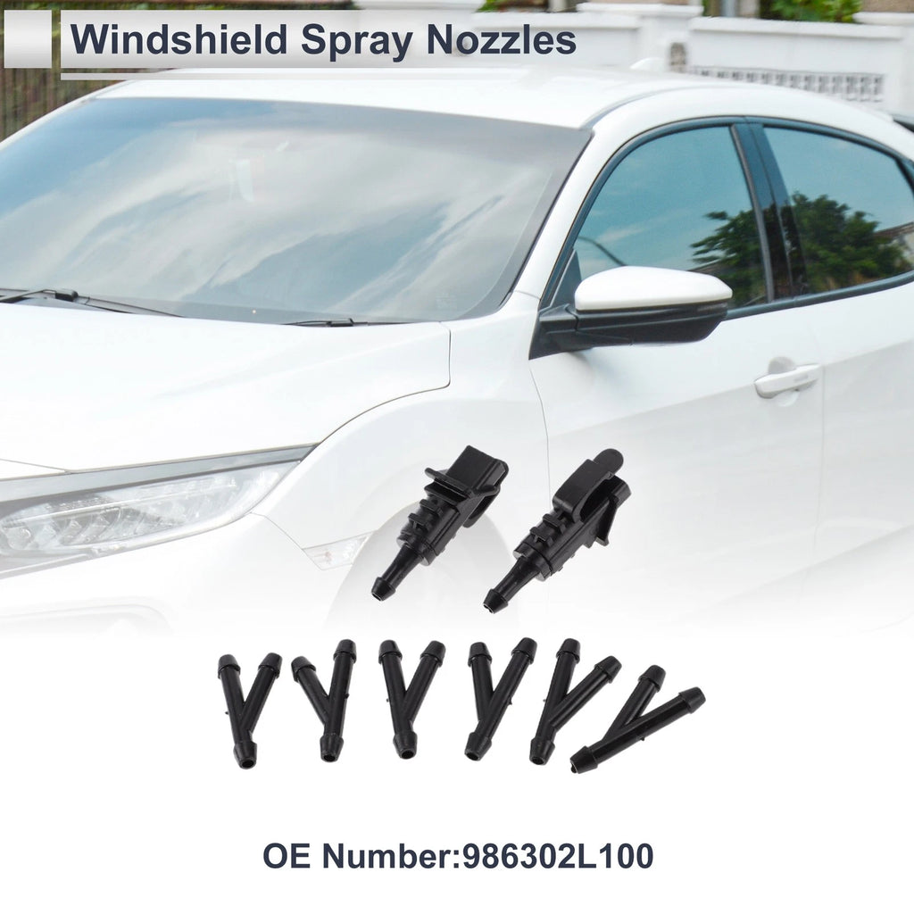 Set of 6 Windshield Washer Nozzles w/ Hose Connector for Kia (No. 986302L100)