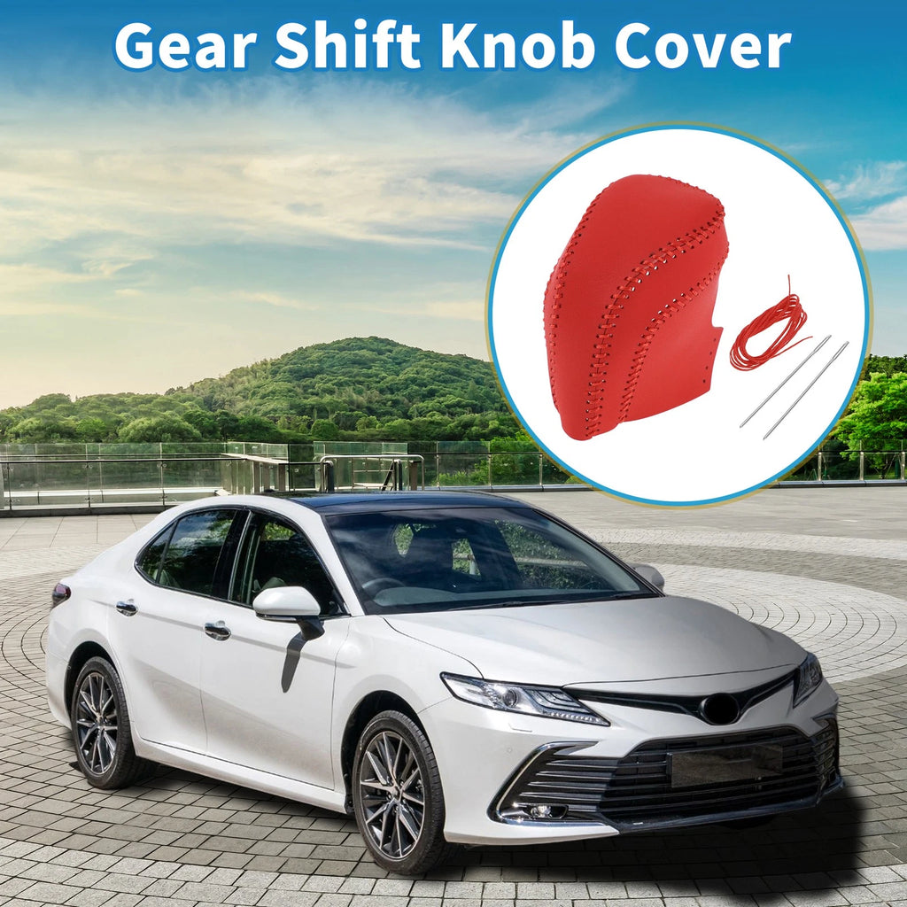 1 Pc Gear Shift Knob Cover for Toyota Camry (2018–2024) Red Faux Leather
