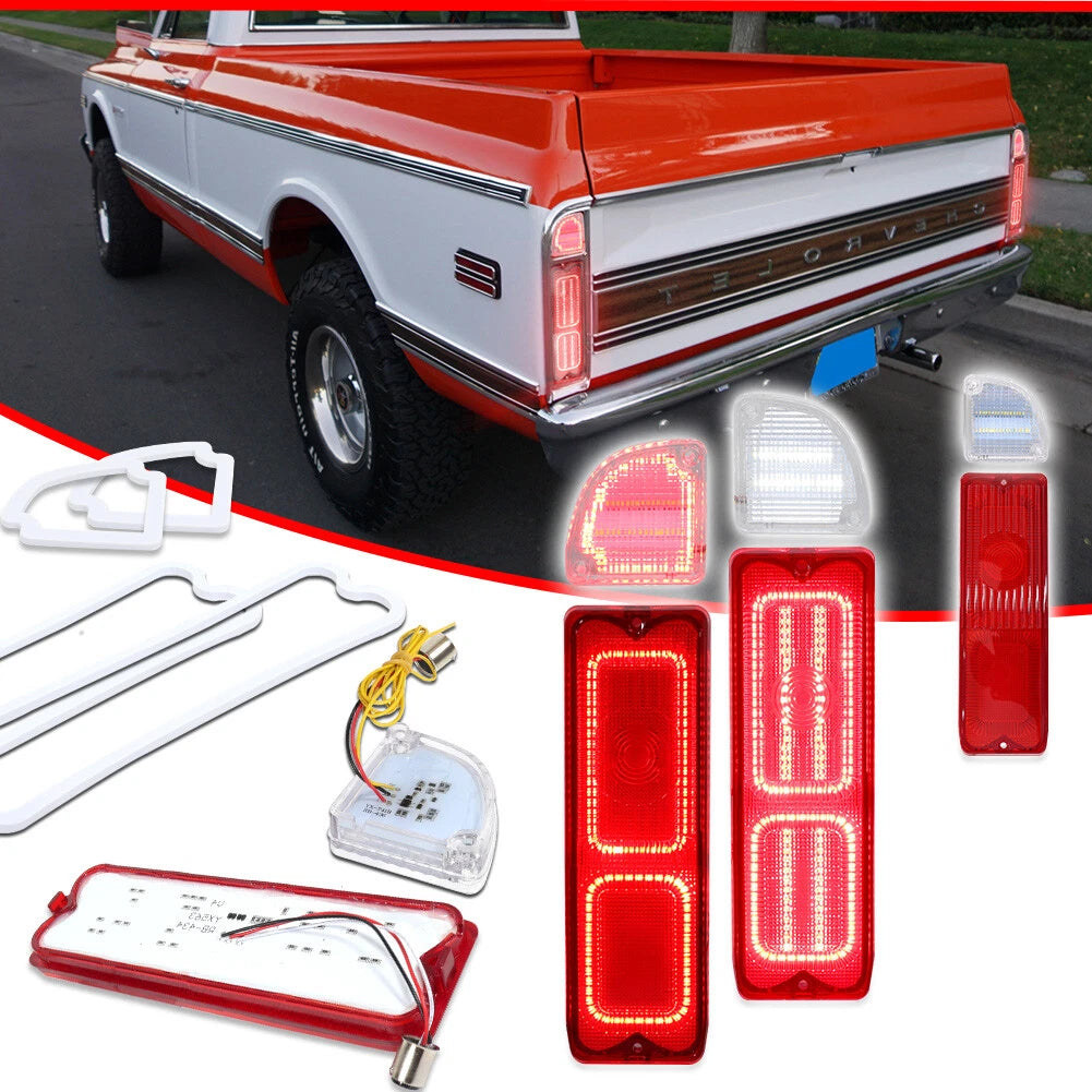 Set of Red LED Taillights for Chevy GMC Pickup Truck (1967–1972)