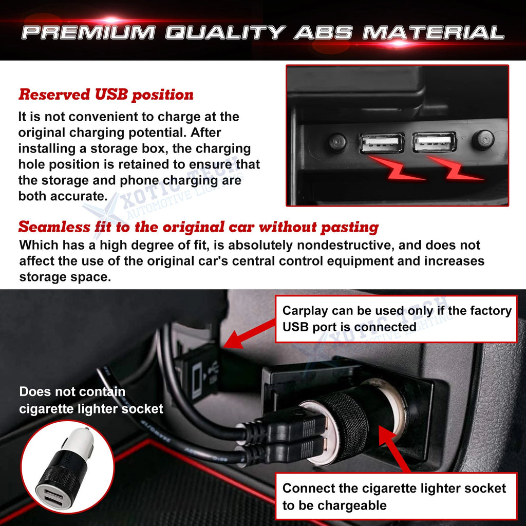 Console Storage Tray with USB Cable for Honda Civic (2016-2021)