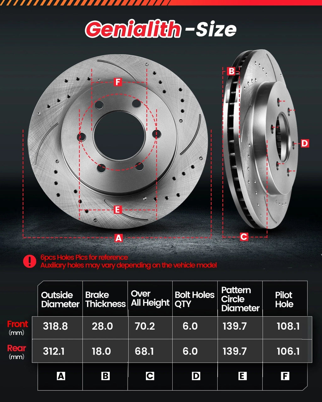 Front & Rear Brake Rotors + Ceramic Pads for Toyota Sequoia (2001–2022)