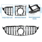 Front Upper Bumper Grille for Mercedes C180 AMG Body Styling Black
