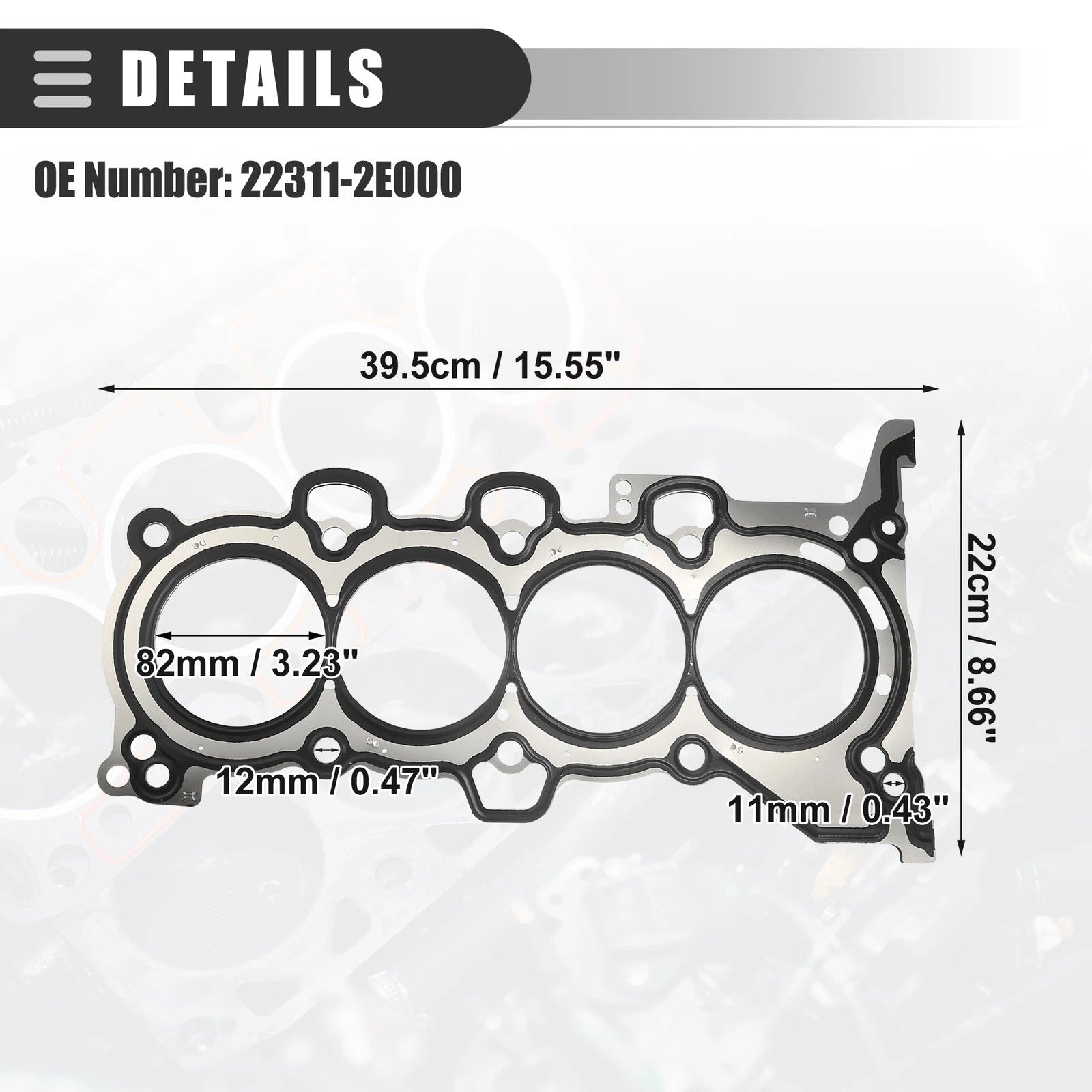 Cylinder Head Gasket for Hyundai Elantra 1.8L/2.0L (2011–2016) No. 22311-2E000