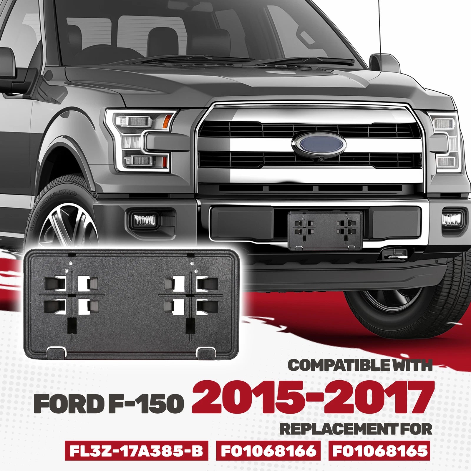 Front License Plate Bracket Mount Holder for Ford F-150 (2015–2017) FL3Z17A385B
