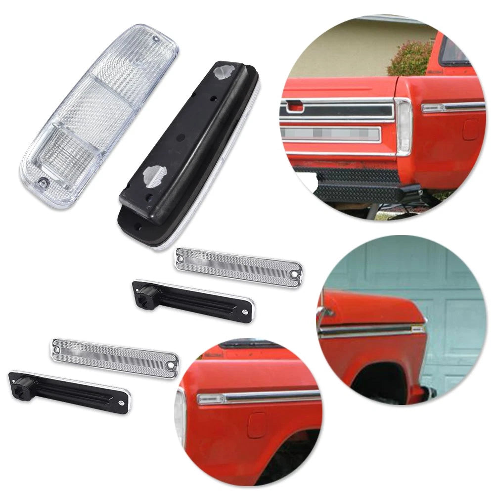 Clear Tail Light & Side Marker Kit for Ford F-150 F250 Bronco (1978–1979)