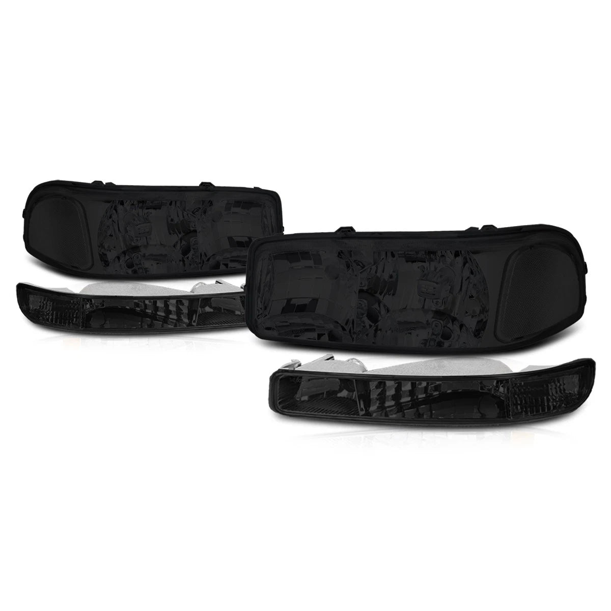 Smoked Housing Bumper Headlight Clear Corner Lamps for Sierra/Yukon (1999–2007)