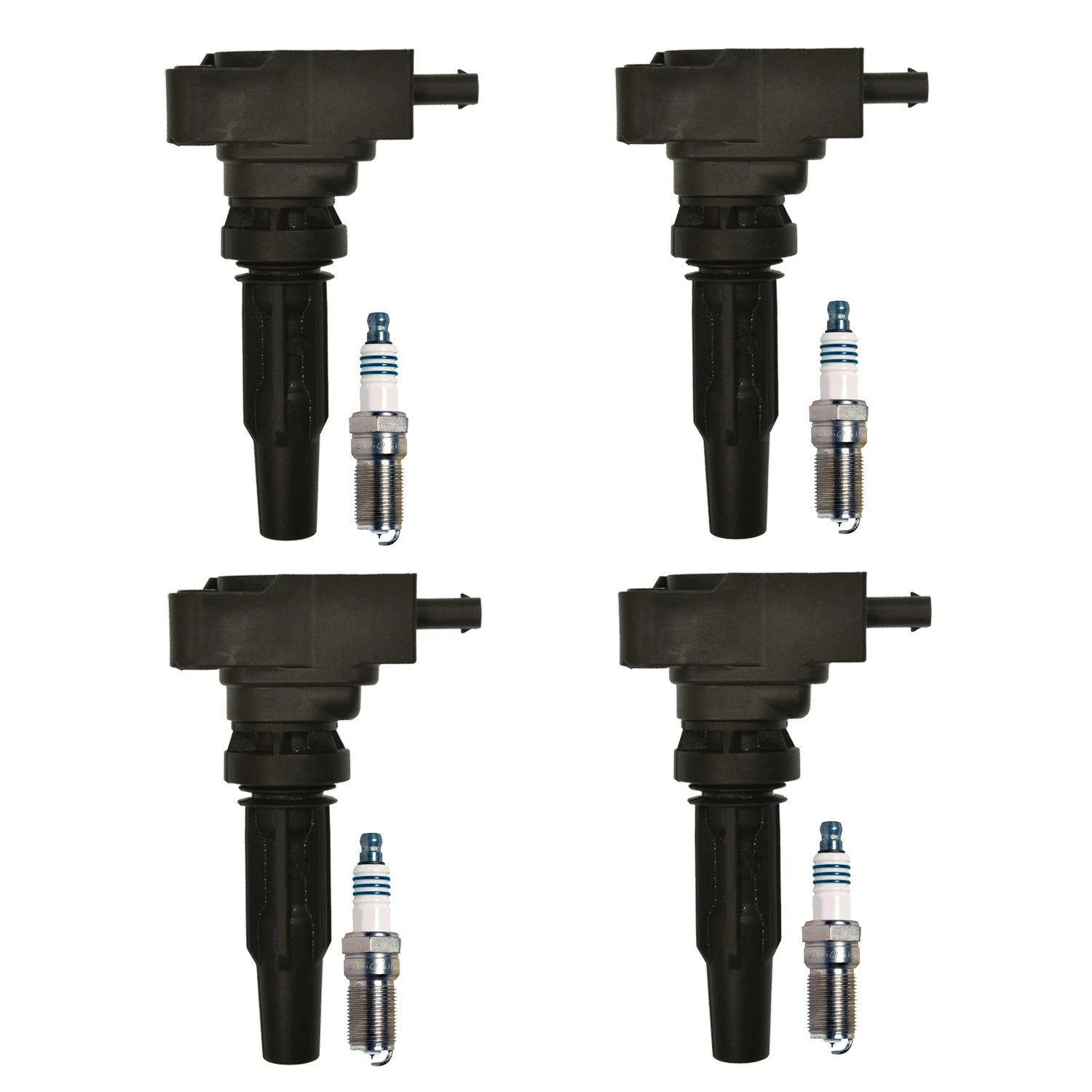 Set of 4 Ignition Coils & Iridium Spark Plugs for Bronco Sport, Transit Connect