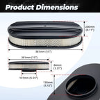 Oval Half Finned Polished Aluminum Air Cleaner with Washable Filter