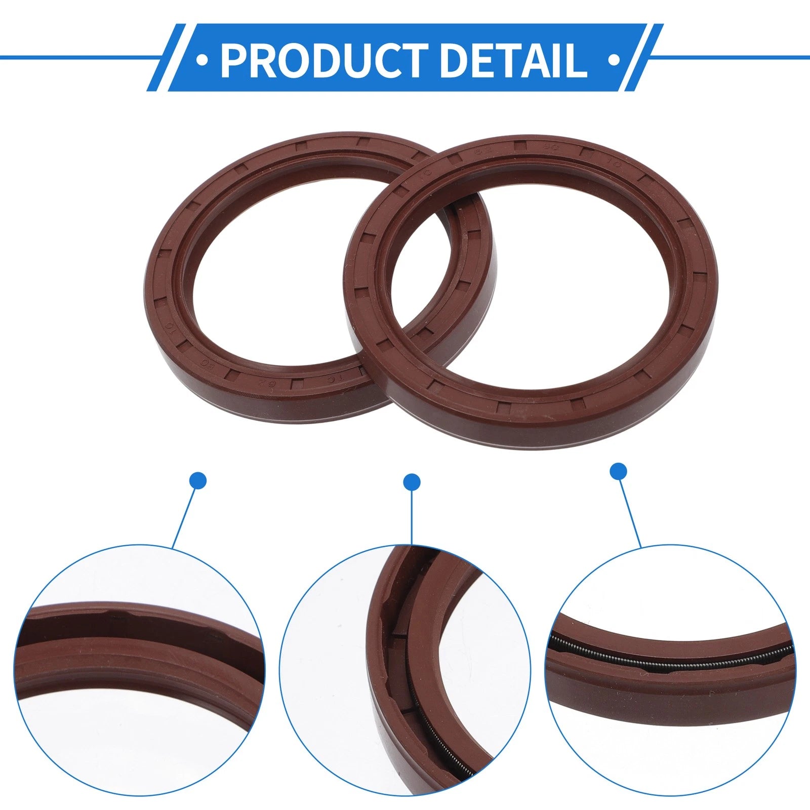 Set of 2 Oil Seal Rotary Shaft Seal FKM Rubber 62x80x10mm