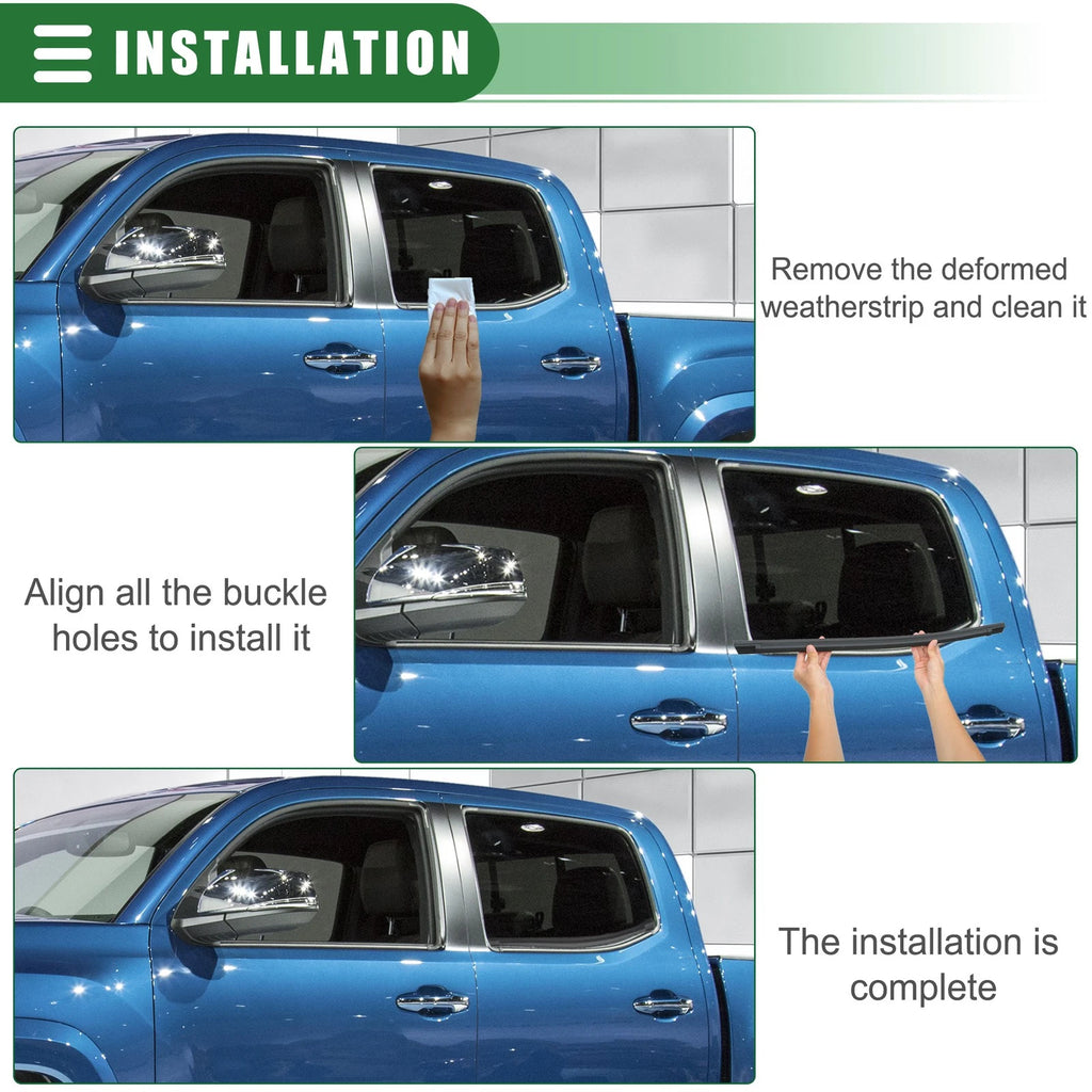 Rear Left Door Window Belt Weatherstrip for Toyota Tacoma (2005–2015) Black