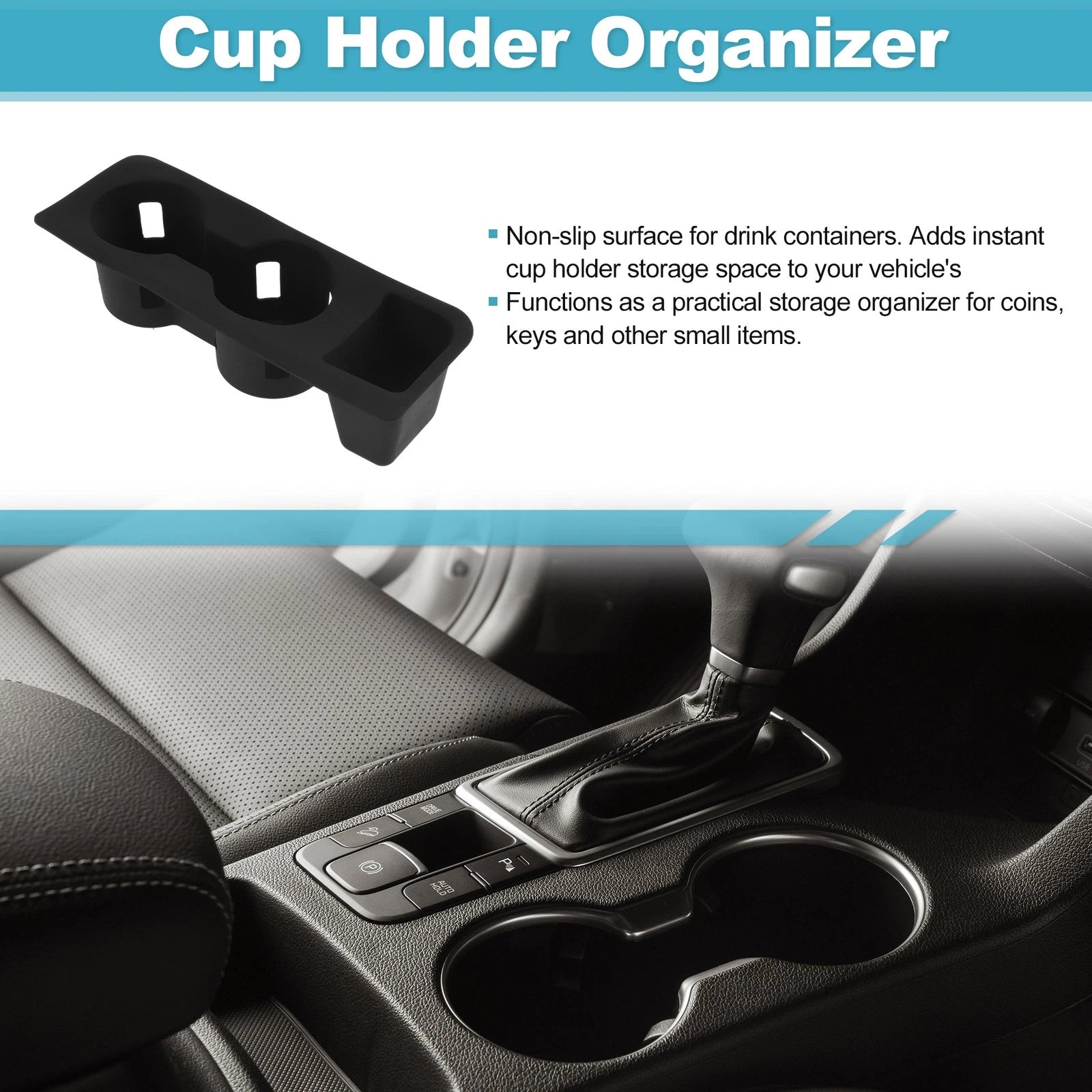 Center Console Cup Holder Organizer for Ford Maverick (2022–2025) TPE Black