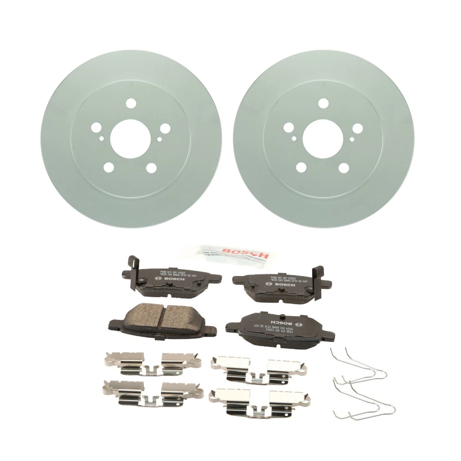 Set of 2 Bosch Rear Solid 259mm Rotors & Ceramic Brake Pads for Prius CT200h (2011–2017)