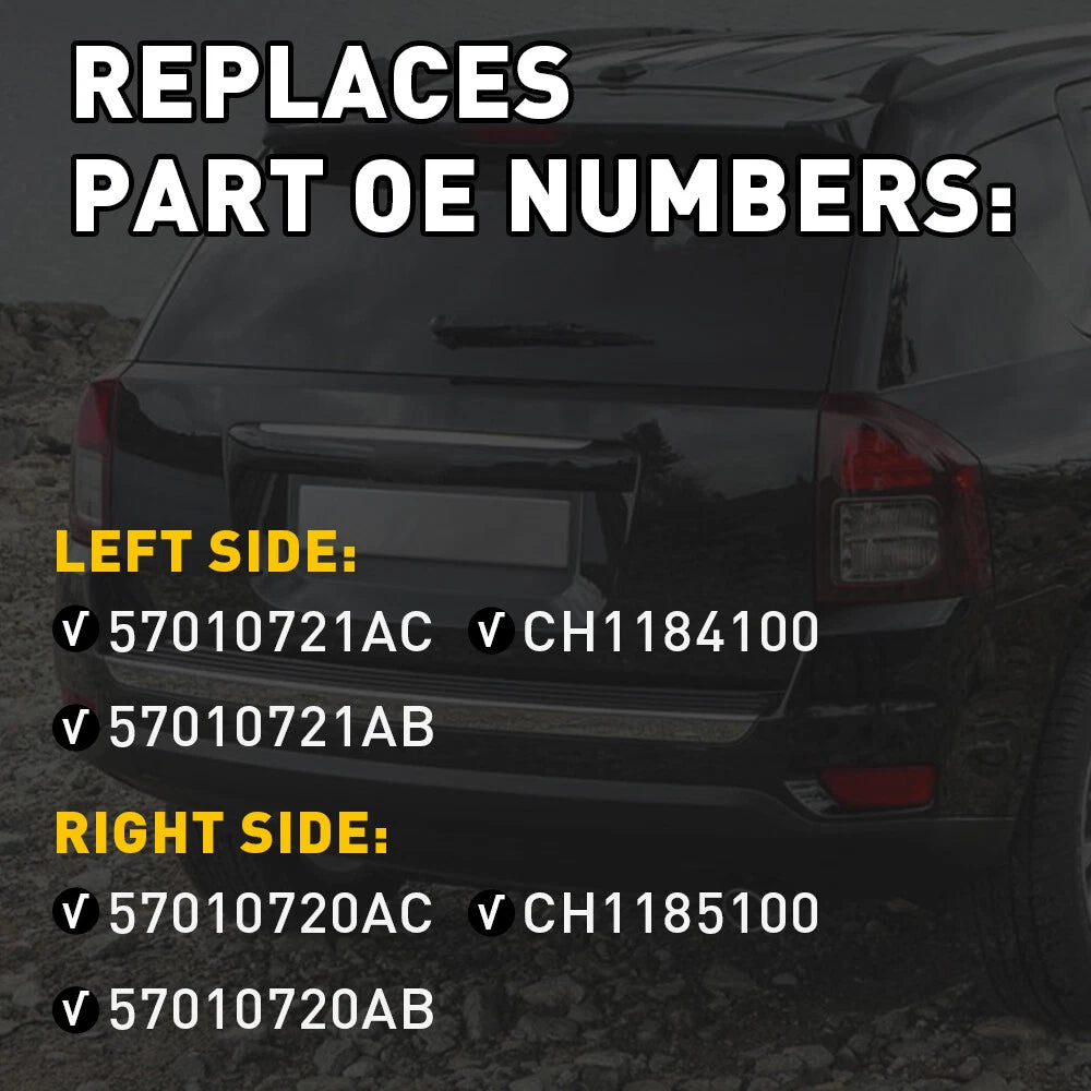 Set of 2 Rear Bumper Reflector Lights for Jeep Grand Cherokee Compass (2011–2018)
