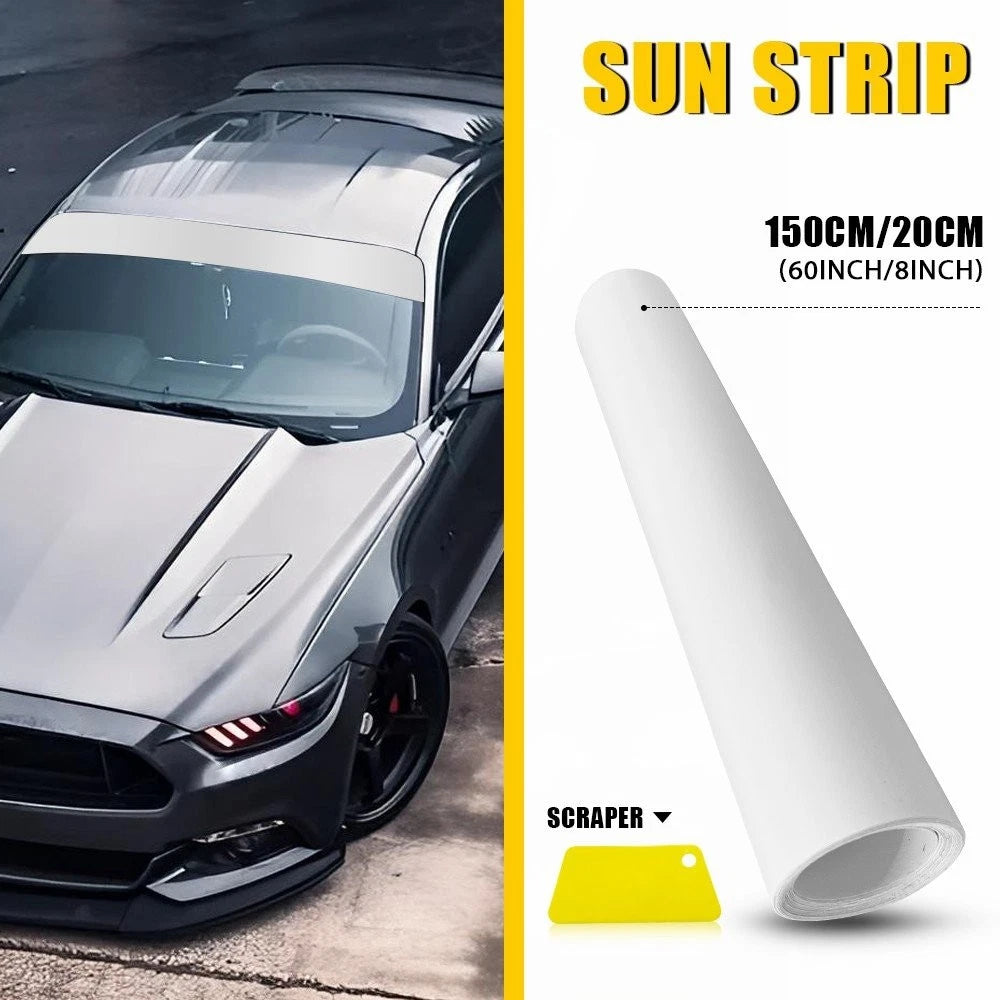 Sun Strip Visor for Windshield (60"x8", White)