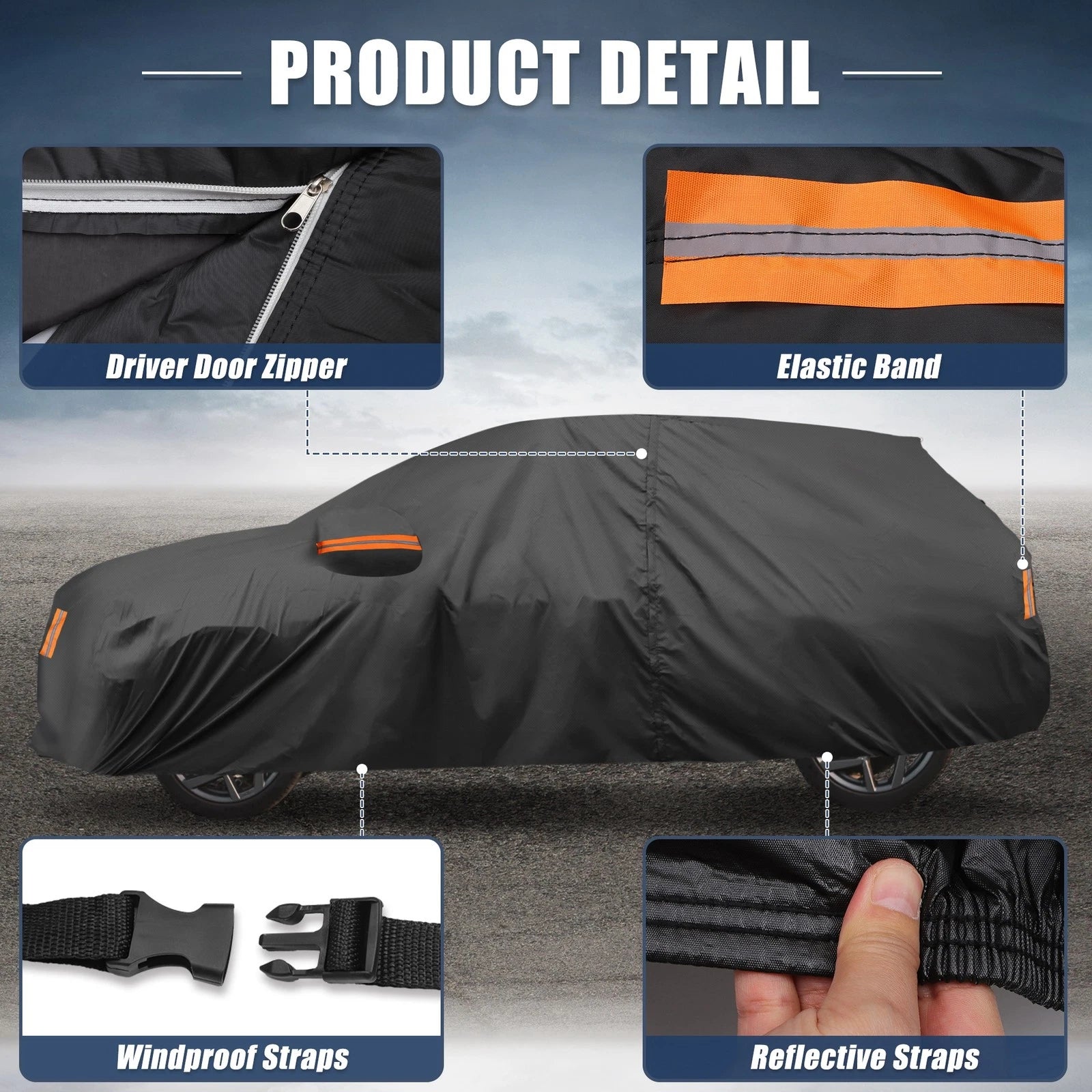 Waterproof Car Cover for Toyota RAV4 (2012–2022) 210D-PU Oxford with Zipper