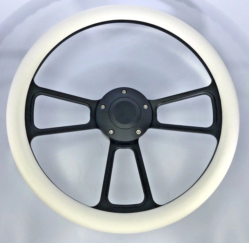 14 Inch Billet Steering Wheel White Half Wrap for Generic Vehicles (Universal)