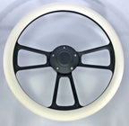 14 Inch Billet Steering Wheel White Half Wrap for Generic Vehicles (Universal)