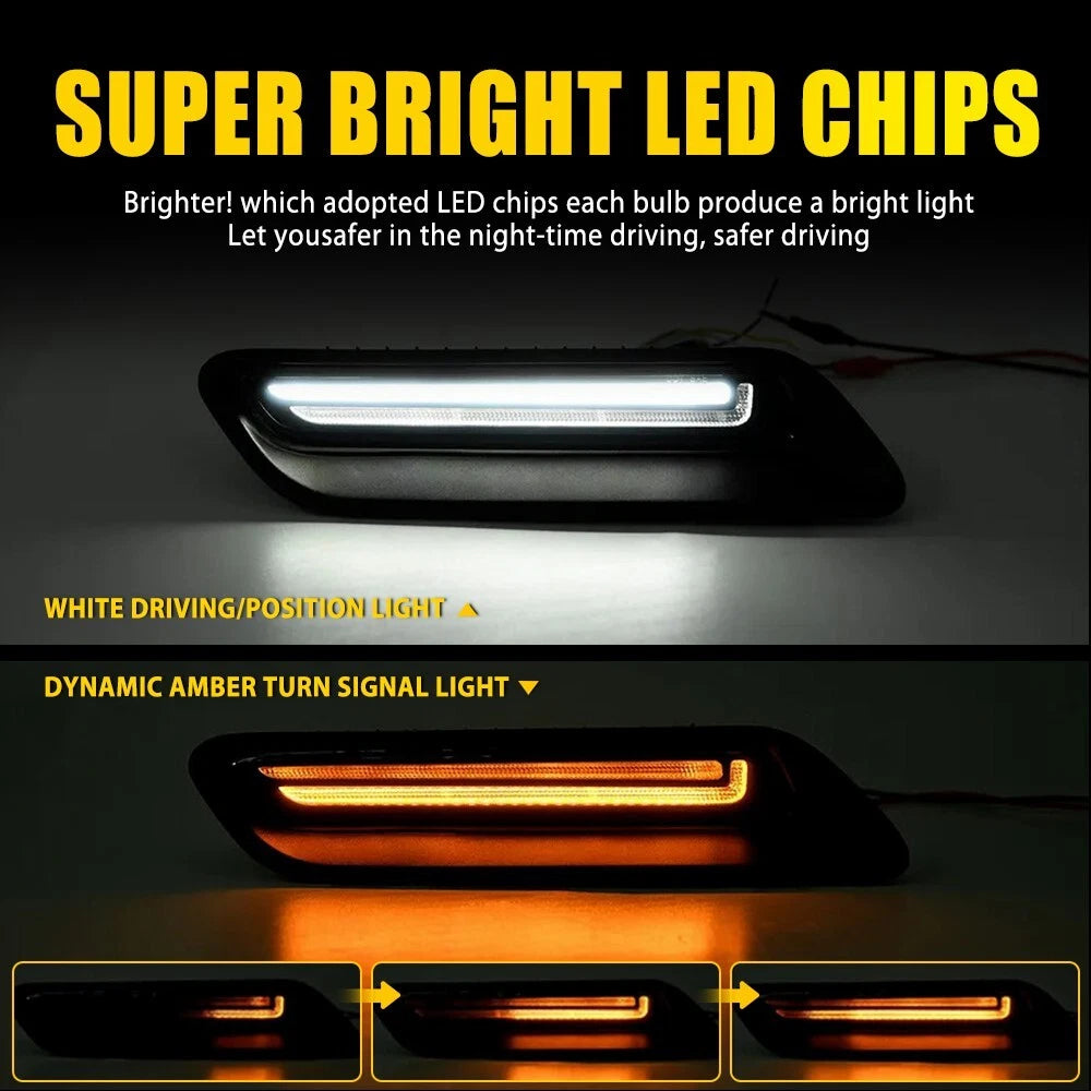 2X Sequential LED Hood Bezel Trim Signal Lights for Dodge Ram 1500 (2010–2022)