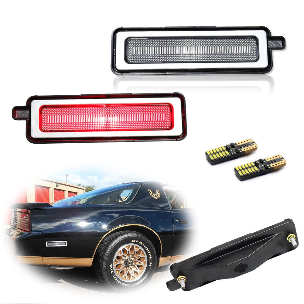 Clear Lens Side Marker Lights with Red LED Bulbs for Pontiac Firebird (1982–1992)