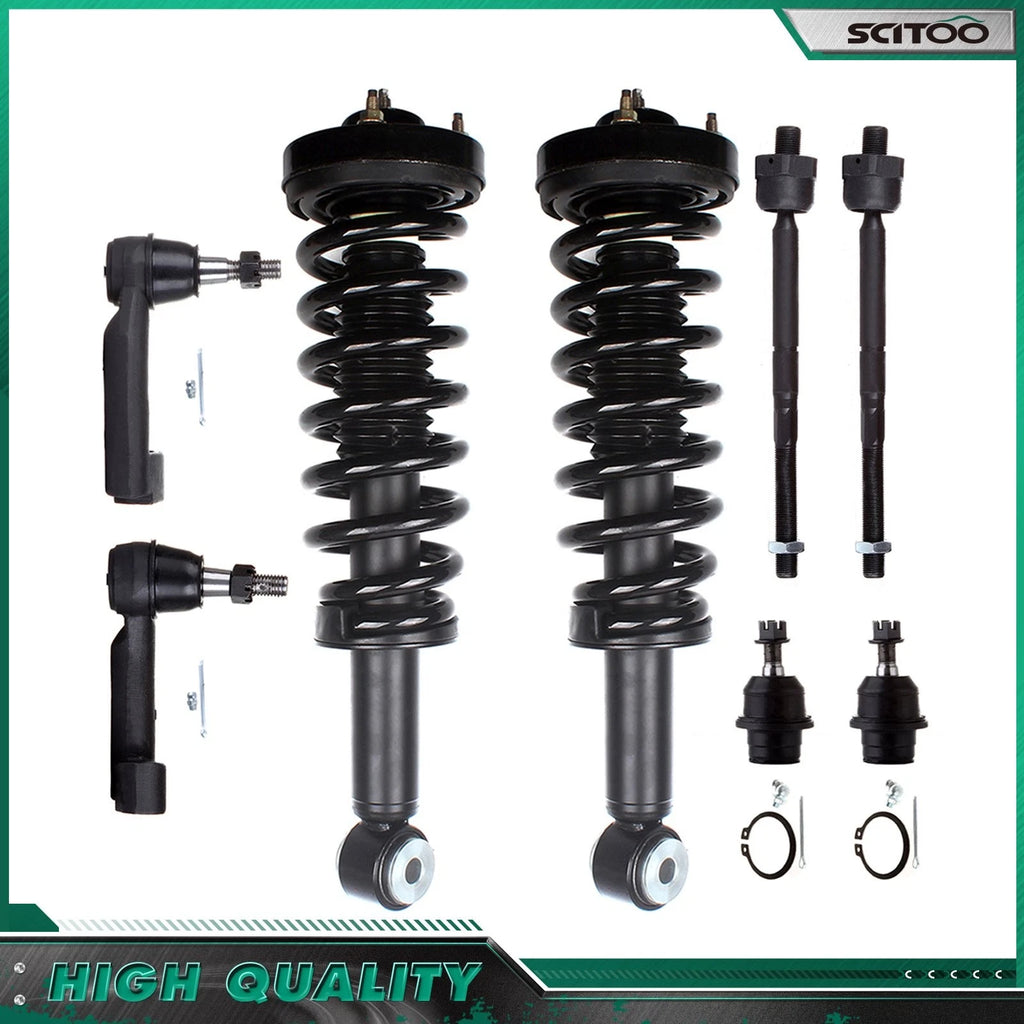 Set of 2 Front Struts & Tie Rod Ball Joints for Ford F-150 (2009–2013)